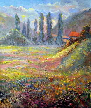 Original art for sale at UGallery.com | Poplars (morning) by Suren Nersisyan | $700 | oil painting | 27' h x 23' w | photo 1