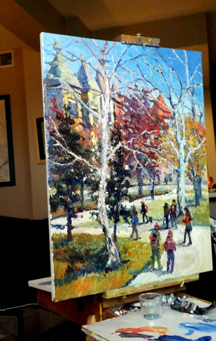Original art for sale at UGallery.com | Fall in the Park, Washington DC by Suren Nersisyan | $1,350 | oil painting | 30' h x 24' w | photo 4