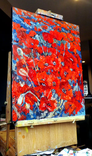 Field of Poppies by Suren Nersisyan |  Side View of Artwork 