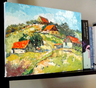 Original art for sale at UGallery.com | Old Farm Houses on the Hill (Sunny day) by Suren Nersisyan | $250 | oil painting | 9' h x 12' w | photo 2