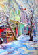 Original art for sale at UGallery.com | Winter in Old Town by Suren Nersisyan | $650 | oil painting | 27' h x 19' w | thumbnail 1