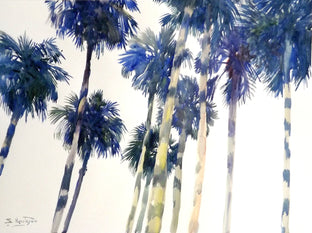 Original art for sale at UGallery.com | Blue Palm Trees in Los Angeles by Suren Nersisyan | $450 | watercolor painting | 18' h x 24' w | photo 1