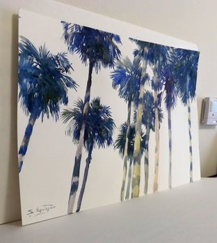 Original art for sale at UGallery.com | Blue Palm Trees in Los Angeles by Suren Nersisyan | $450 | watercolor painting | 18' h x 24' w | photo 3