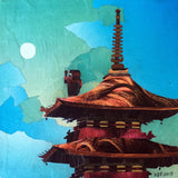 Original art for sale at UGallery.com | Hallo Moon by Diane Flick | $475 | mixed media artwork | 6' h x 6' w | thumbnail 1