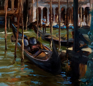 Original art for sale at UGallery.com | Gondola Dock by Jonelle Summerfield | $825 | oil painting | 16' h x 20' w | photo 3