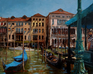 Original art for sale at UGallery.com | Gondola Dock by Jonelle Summerfield | $825 | oil painting | 16' h x 20' w | photo 1