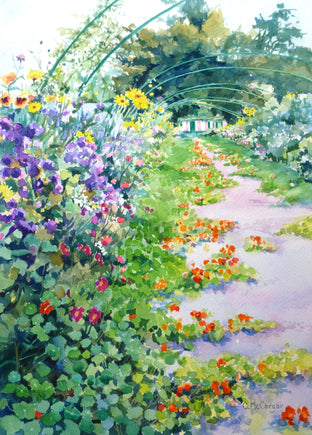 Original art for sale at UGallery.com | Garden Walk at Giverny by Catherine McCargar | $425 | watercolor painting | 14' h x 10' w | photo 1