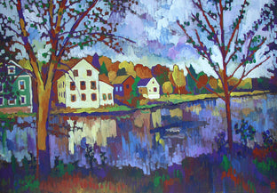 Original art for sale at UGallery.com | River Town by Robert Hofherr | $1,075 | acrylic painting | 24' h x 36' w | photo 1