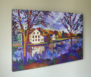 Original art for sale at UGallery.com | River Town by Robert Hofherr | $1,075 | acrylic painting | 24' h x 36' w | thumbnail 3