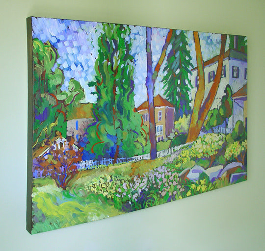 Roland Park, Spring by Robert Hofherr |  Side View of Artwork 