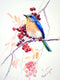 Original art for sale at UGallery.com | Eastern Bluebird and Berries by Suren Nersisyan | $300 | watercolor painting | 15' h x 11' w | thumbnail 1