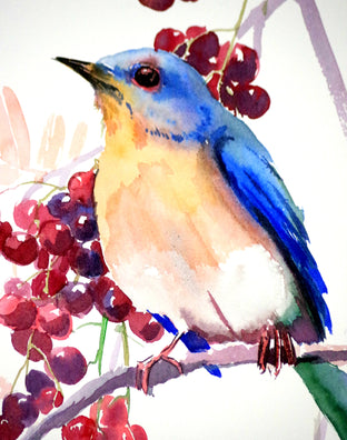 Eastern Bluebird and Berries by Suren Nersisyan |  Context View of Artwork 