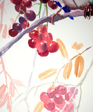 Eastern Bluebird and Berries by Suren Nersisyan |   Closeup View of Artwork 