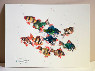 Original art for sale at UGallery.com | Tiger Barb (Aquarium Fish) by Suren Nersisyan | $250 | watercolor painting | 9' h x 12' w | photo 4