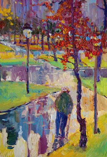 Rainy Day in New York, Central Park by Suren Nersisyan |  Side View of Artwork 