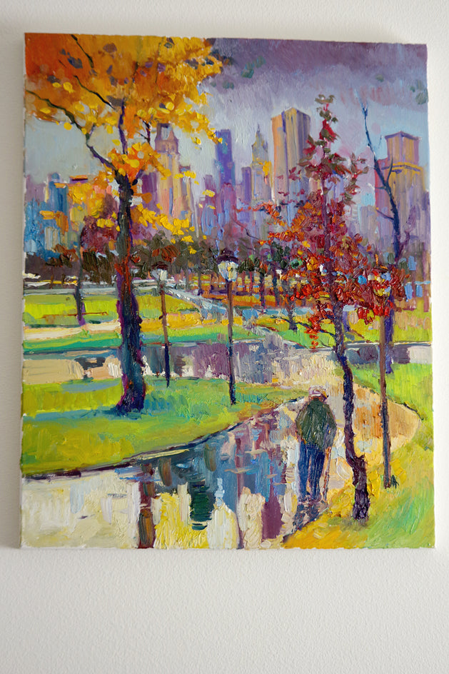 Rainy Day in New York, Central Park by Suren Nersisyan |  Closeup View of Artwork 