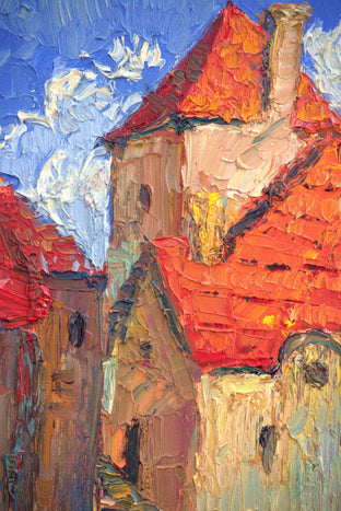 Original art for sale at UGallery.com | Corner in Prague, Red Roofs by Suren Nersisyan | $450 | oil painting | 14' h x 11' w | photo 3