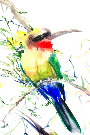 Original art for sale at UGallery.com | Bee Eaters and Acacia (African Bee Eaters) by Suren Nersisyan | $525 | watercolor painting | 20' h x 16' w | photo 2
