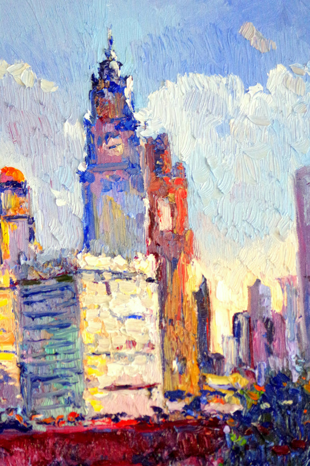 Chicago, Sunny Day (Wrigley Building) by Suren Nersisyan |  Closeup View of Artwork 