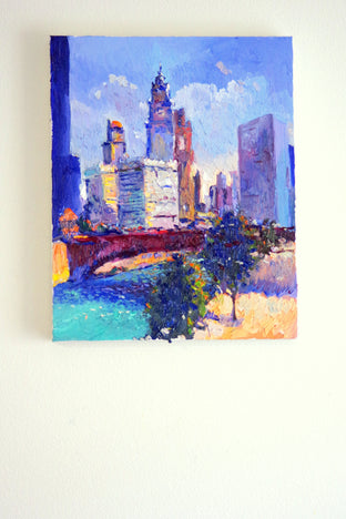 Original art for sale at UGallery.com | Chicago, Sunny Day (Wrigley Building) by Suren Nersisyan | $550 | oil painting | 20' h x 16' w | photo 3