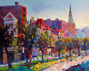 Original art for sale at UGallery.com | 14th Street Washington, DC (Early Evening) by Suren Nersisyan | $1,450 | oil painting | 24' h x 30' w | photo 1
