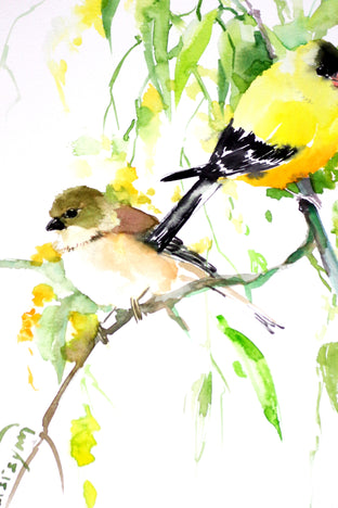 Original art for sale at UGallery.com | American Goldfinches by Suren Nersisyan | $325 | watercolor painting | 16' h x 12' w | photo 3