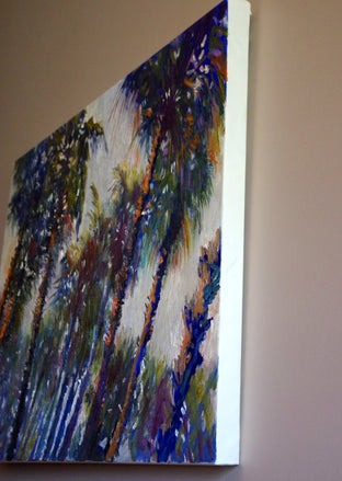 Blue Palm Trees (Horizontal Composition) by Suren Nersisyan |  Side View of Artwork 