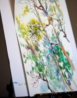 Pine Trees (Vertical Composition) by Suren Nersisyan |  Side View of Artwork 