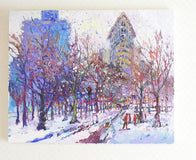 Original art for sale at UGallery.com | Winter (New York, Flatiron Building) by Suren Nersisyan | $1,675 | oil painting | 24' h x 30' w | thumbnail 2