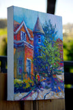 Original art for sale at UGallery.com | Blue Morning (Houses in Washington DC) by Suren Nersisyan | $350 | oil painting | 12' h x 9' w | thumbnail 1