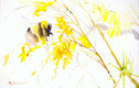 Original art for sale at UGallery.com | Bumblebee and Yellow Flowers by Suren Nersisyan | $375 | watercolor painting | 15' h x 22' w | thumbnail 1