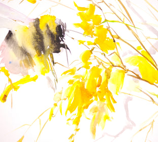Bumblebee and Yellow Flowers by Suren Nersisyan |   Closeup View of Artwork 
