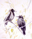 Original art for sale at UGallery.com | Two Crows by Suren Nersisyan | $420 | watercolor painting | 22' h x 19' w | thumbnail 1