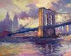Original art for sale at UGallery.com | Brooklyn Bridge (Violet Shadows) by Suren Nersisyan | $1,100 | oil painting | 24' h x 30' w | thumbnail 1
