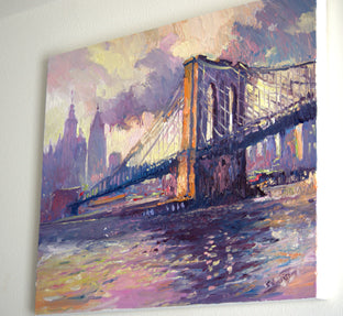 Brooklyn Bridge (Violet Shadows) by Suren Nersisyan |  Side View of Artwork 