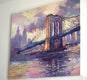 Original art for sale at UGallery.com | Brooklyn Bridge (Violet Shadows) by Suren Nersisyan | $1,100 | oil painting | 24' h x 30' w | thumbnail 2