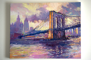 Brooklyn Bridge (Violet Shadows) by Suren Nersisyan |  Context View of Artwork 
