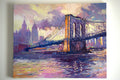 Original art for sale at UGallery.com | Brooklyn Bridge (Violet Shadows) by Suren Nersisyan | $1,100 | oil painting | 24' h x 30' w | thumbnail 3
