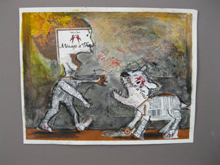 Original art for sale at UGallery.com | Menage a Trois by Libby Ramage | $400 | mixed media artwork | 9' h x 12' w | photo 3