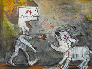 Original art for sale at UGallery.com | Menage a Trois by Libby Ramage | $400 | mixed media artwork | 9' h x 12' w | photo 1