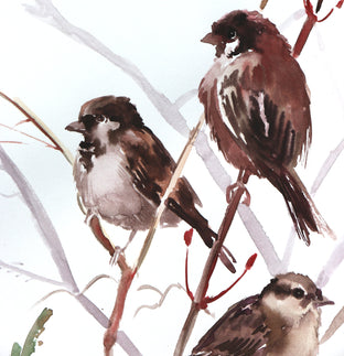 Three Sparrows by Suren Nersisyan |   Closeup View of Artwork 