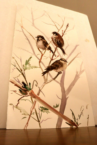 Three Sparrows by Suren Nersisyan |  Side View of Artwork 