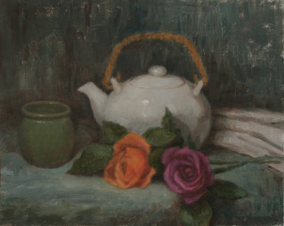 Teapot and Roses by Lisa Nielsen | Artwork Main Image