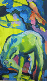 Original art for sale at UGallery.com | Horse Study / Influenced by Gauguin by Colette Wirz Nauke | $250 | acrylic painting | 12' h x 6' w | thumbnail 3