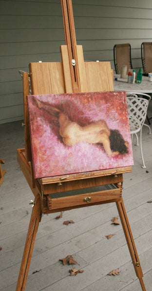 Original art for sale at UGallery.com | She's into Hot Pink by Lisa Nielsen | $450 | oil painting | 12' h x 16' w | photo 3