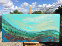 Original art for sale at UGallery.com | Autumn Wave by Alicia Dunn | $975 | acrylic painting | 24' h x 48' w | thumbnail 3