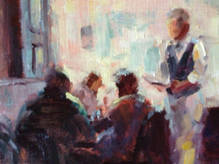 Original art for sale at UGallery.com | Waiting at the Blue Parrot by Faye Vander Veer | $1,850 | oil painting | 12' h x 16' w | photo 3