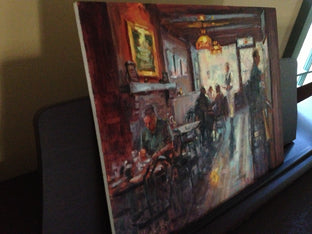Original art for sale at UGallery.com | Waiting at the Blue Parrot by Faye Vander Veer | $1,850 | oil painting | 12' h x 16' w | photo 2