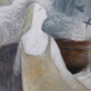 Original art for sale at UGallery.com | Woman with Blue Birds by Naoko Paluszak | $1,625 | oil painting | 24' h x 24' w | photo 4