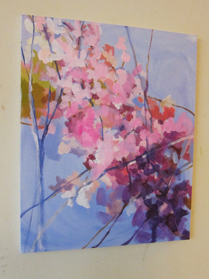 A Merging of Cherry Blossoms by Colette Wirz Nauke |  Side View of Artwork 